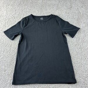 J Crew Perfect Fit Black Cotton Short Sleeve TShirt Casual Comfort Womens Size L